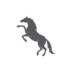Fototapeta na wymiar Horse realistic silhouette logo design. Horse pictogram. Side view of horse. Vector illustration