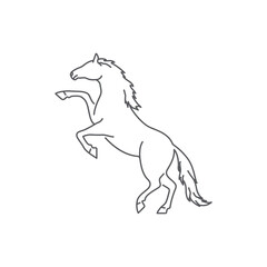 Horse linear silhouette logo design. Horse line art pictogram. linear Side view of horse. Vector illustration