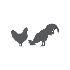 rooster icon and hen icon vector illustration. flat vector Farm Animal illustration. Chicken logo. Vector illustration