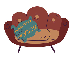 Sofa couch furniture chair doodle line hand drawn style abstract graphic design concept illustration
