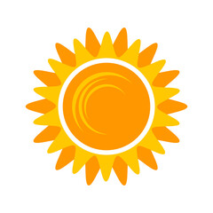 Yellow shining sun icon