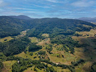 Fototapeta na wymiar Aerial Summer view of Rhodope Mountains, Bulgaria
