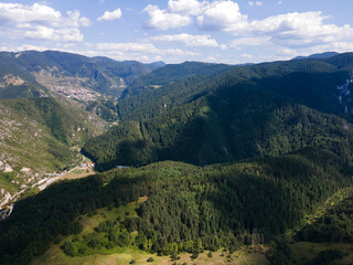 Fototapeta na wymiar Aerial Summer view of Rhodope Mountains, Bulgaria
