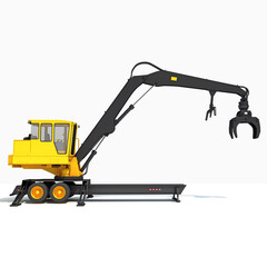 Forest Machine Loader 3D rendering on white background