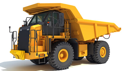 Off Highway Mining Dump Truck heavy construction machinery 3D rendering