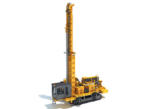 Drilling Rig heavy construction machinery 3D rendering on white background