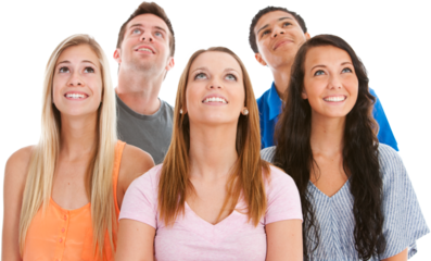Teens: Group of Teens All Looking Up