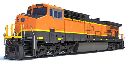 Fototapeta na wymiar Diesel Locomotive 3D rendering on white background