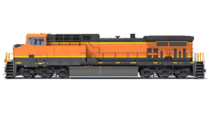 Diesel Locomotive 3D rendering on white background