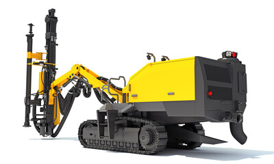 Surface Drilling Rig heavy construction machinery 3D rendering on white background