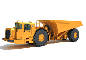 Underground Articulated Mining Truck 3D rendering on white background
