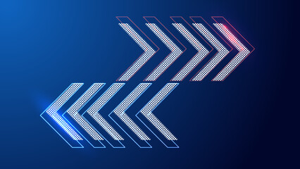 Neon futuristic transfer arrow icon. Web trade symbol. Arrows, pointers, direction. Set of holographic arrows