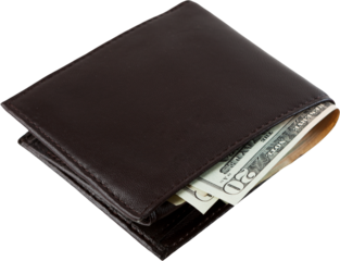 Leather Wallet With Twenty Dollar Bills Sticking Out