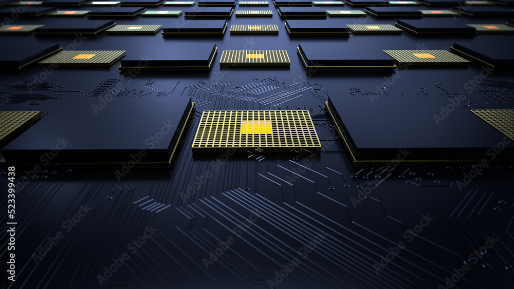 Poster Printed circuit board, technology background/Technology background of the abstract computer motherboard, can be used in the description of technological processes, science, education. 
