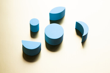 blue podiums geometrical shapes mockup for products