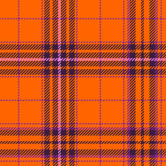 Scottish plaid seamless pattern, Harvest collection, with pumpkin red and magic purple - 523401879