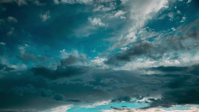 4k Cloudy Sky With Stratocumulus Clouds. Sky Natural Background. Sunlit Clouds Move Across The Sky. Cloud White Blue Sky White Cloud 4k Time Lapse.