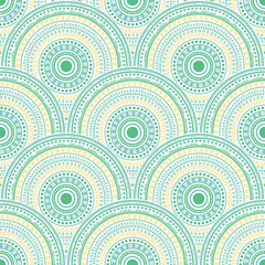Fototapeta premium Ethnic circle shapes seamless geometric pattern.