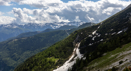 Naklejka premium high in the mountains beautiful hiking route