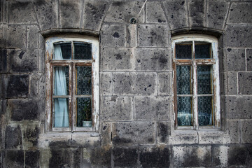 Obraz premium texture walls and windows of houses