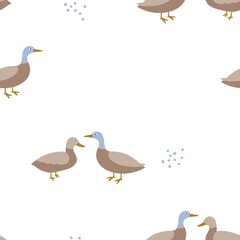 duck and ducklings seamless pattern