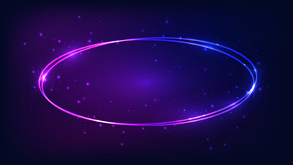 Obraz premium Neon oval frame with shining effects