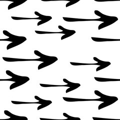 Seamless pattern with black hand drawn arrows