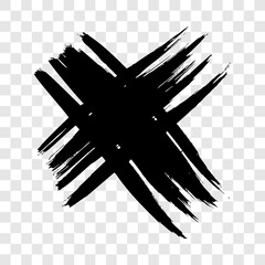 Black Hand drawn cross symbol