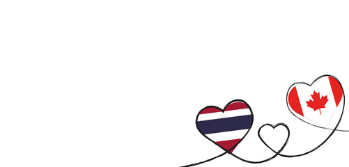 Drei verbundene Herzen mit der Flagge von Kanada und  Thailand 