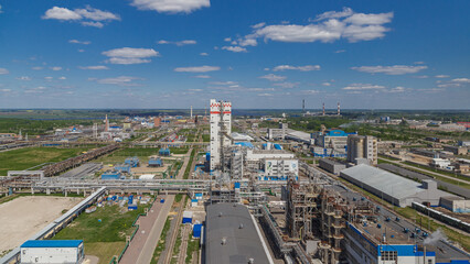 Summer view of big chemical factory.