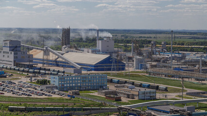 Summer view of big chemical factory.