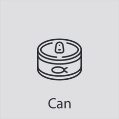 fish can icon vector icon.Editable stroke.linear style sign for use web design and mobile apps,logo.Symbol illustration.Pixel vector graphics - Vector