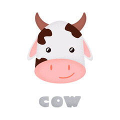 cute cartoon cow with lettering