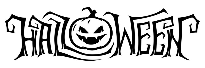 Halloween horizontal vector banner. Creative lettering for holiday party, poster or invitation.