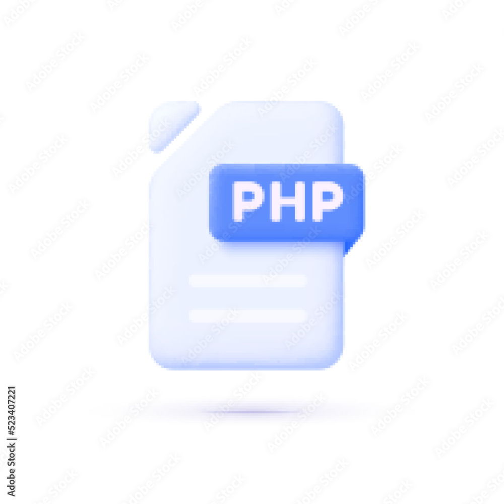 Poster php file in 3d style on white background. vector illustration design