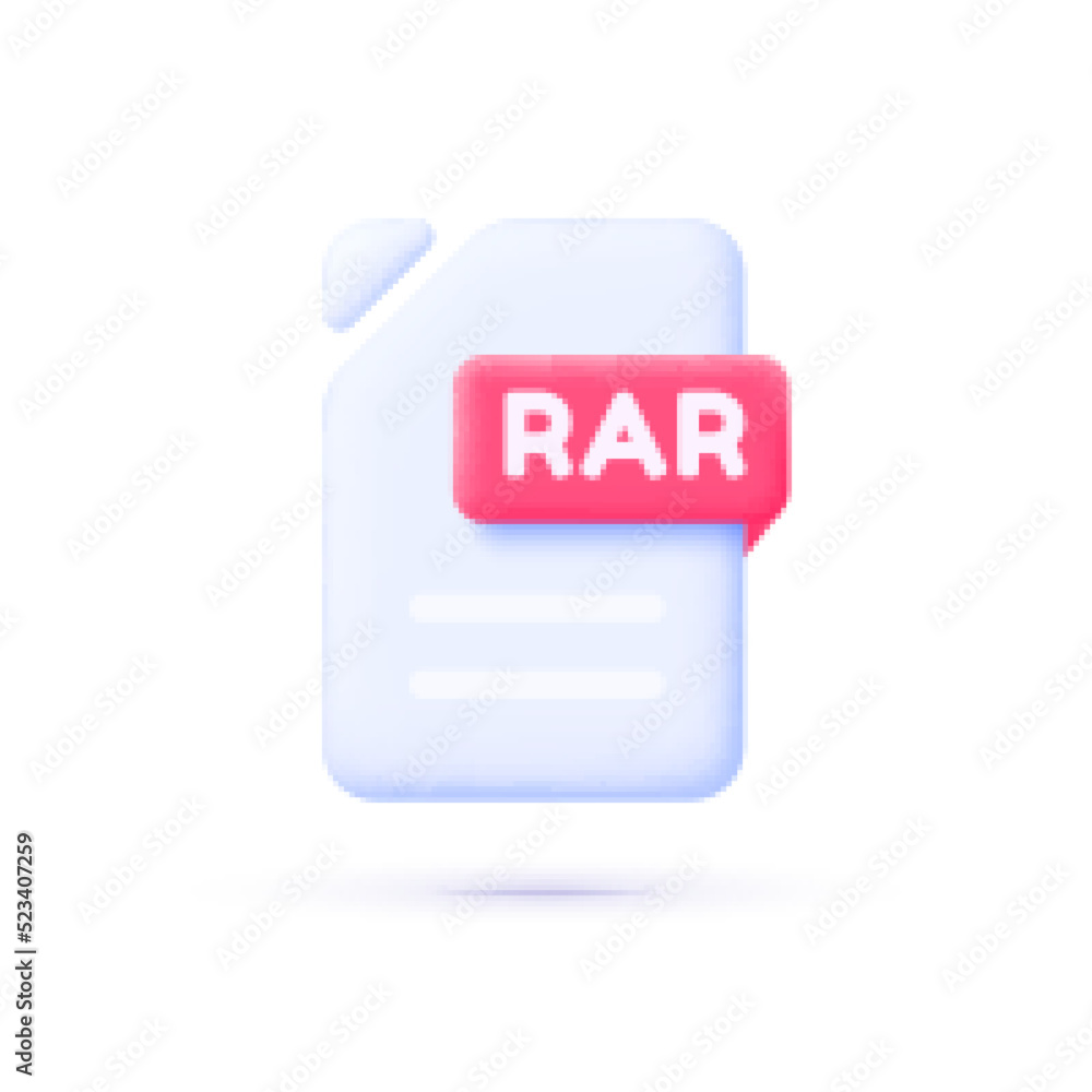 Poster rar archive icon in 3d style on white background. vector design