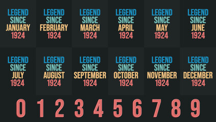 Legend since 1924 all month includes. Born in 1924 birthday design bundle for January to December