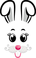 The rabbit is the symbol of 2023. Kawaii Rabbit face. Vector illustration