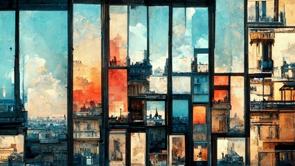 Paris collage city view