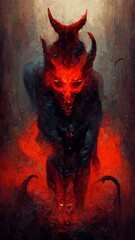 Devil in hell  - obrazy, fototapety, plakaty