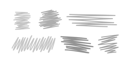 Simple hatching. Hand drawn hatched shapes. Freehand art. Abstract hatchings. Black and white illustration