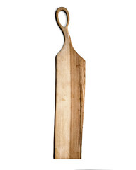 Fototapeta premium wooden cutting board isolated on white background, top view