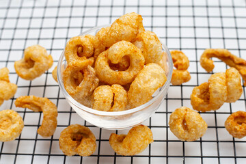 Crispy pork rinds or pork snack,