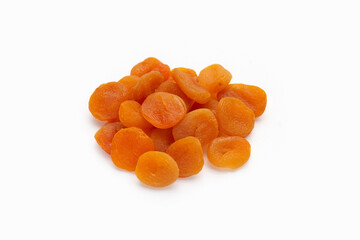 Dried apricots on white background.