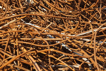 rusty and thin rebar detail, background