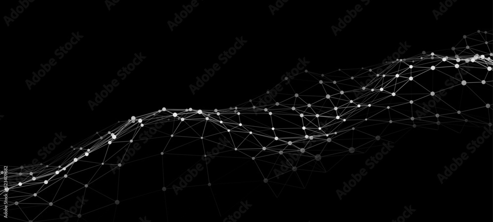 Poster technological wave of data transmission. digital background. 3d vector illustration.