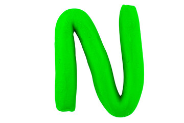 alphabet English colorful letters Handmade letters molded from plasticine clay on Isolated white background