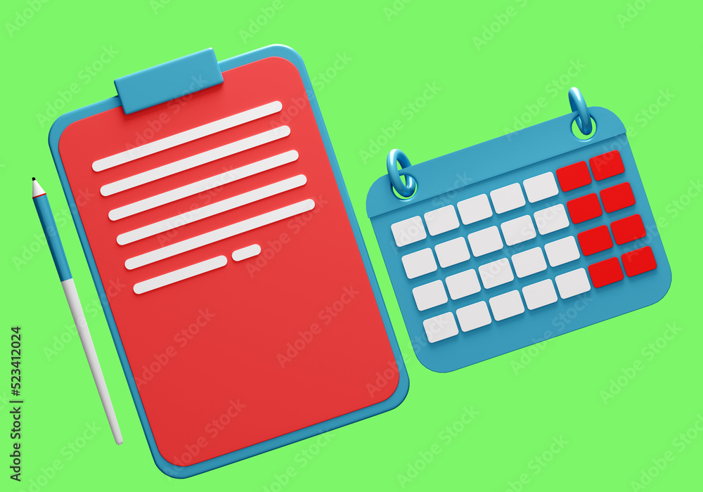 Aufkleber visiting schedule. clipboard and calendar. clipboard for scheduling. calendar on green background. c