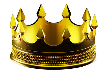 Gold Crown. Crown of prince or viceroy. Kings headdress. Corona and yellow precious metal. Crown symbolizes power and influence. Golden corona isolated on white. Realistic style. 3d rendering. © Grispb