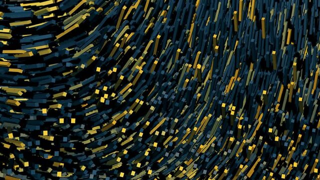 3d render of abstract dinamic art video animation on isolated black background. Elegant background for visual effects and motion graphics. 4K loop animation background. Vibrant seamless pattern
